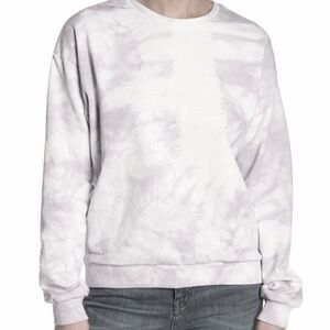 Melloday Tie Dye Sweatshirt Long Sleeves Lavender Gray White L